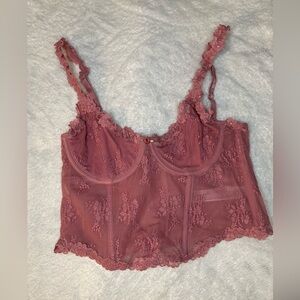 Urban Outfitters Dusty Rose Lace Bralette Crop Top